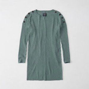 NWT $68 Abercrombie & Fitch Button Shoulder Sweater Dress in Blue - SP!